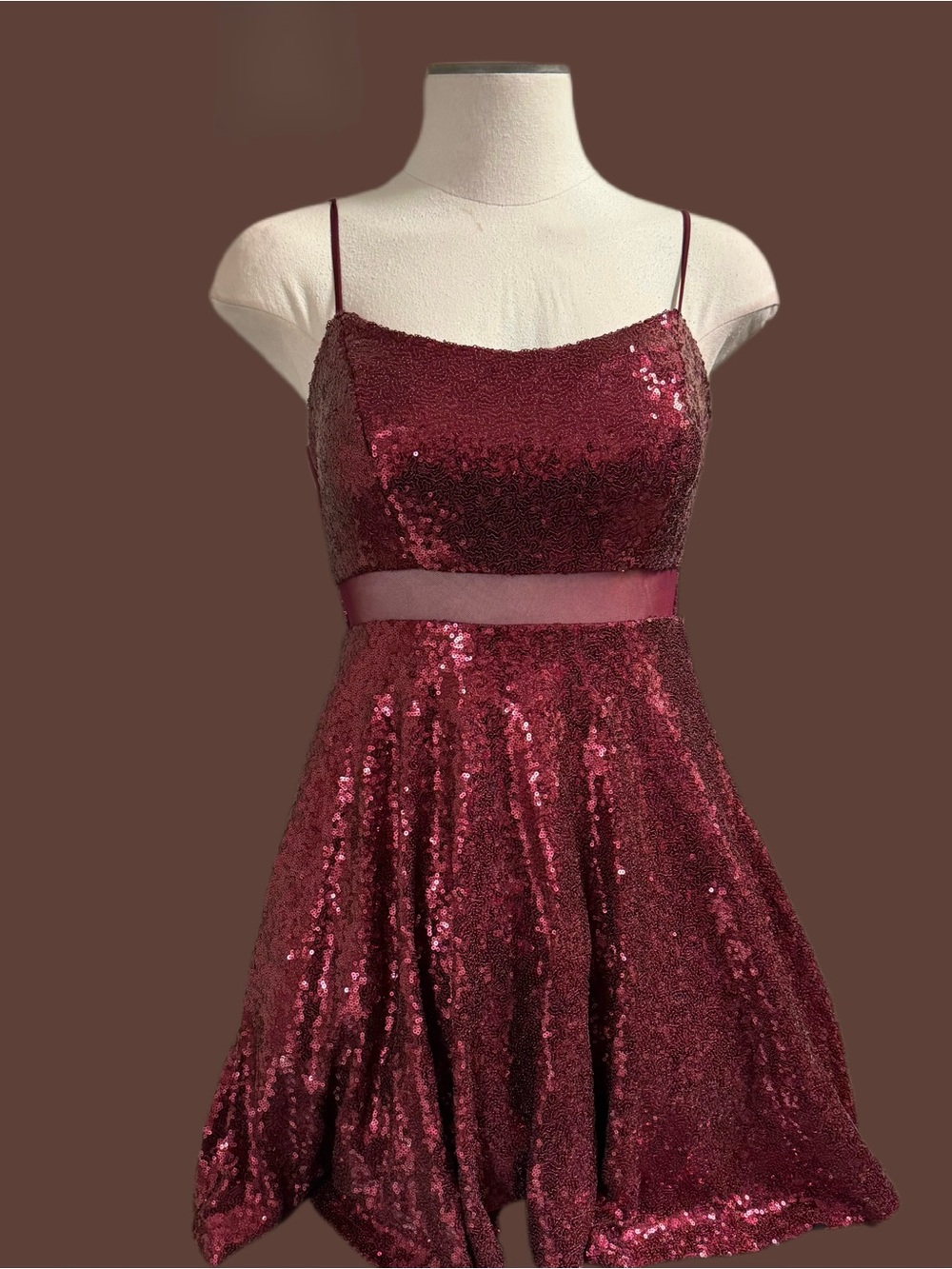 Emerald Sundae Burgundy Sequin Mini Dress